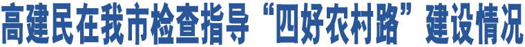 高建民在我市檢查指導(dǎo)“四好農(nóng)村路”建設(shè)情況