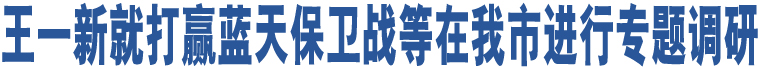 王一新就打贏藍(lán)天保衛(wèi)戰(zhàn)等在我市進(jìn)行專(zhuān)題調(diào)研