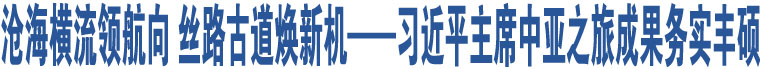 滄海橫流領航向 絲路古道煥新機——習近平主席中亞之旅成果務實豐碩