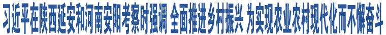 習(xí)近平在陜西延安和河南安陽考察時(shí)強(qiáng)調(diào) 全面推進(jìn)鄉(xiāng)村振興 為實(shí)現(xiàn)農(nóng)業(yè)農(nóng)村現(xiàn)代化而不懈奮斗