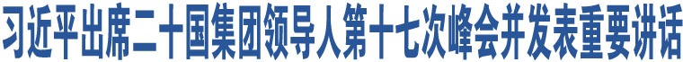 習(xí)近平出席二十國(guó)集團(tuán)領(lǐng)導(dǎo)人第十七次峰會(huì)并發(fā)表重要講話