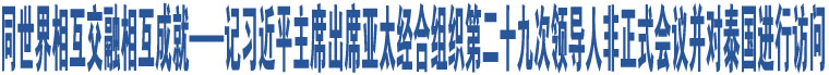 同世界相互交融相互成就——記習(xí)近平主席出席亞太經(jīng)合組織第二十九次領(lǐng)導(dǎo)人非正式會(huì)議并對(duì)泰國(guó)進(jìn)行訪問