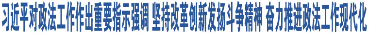 習(xí)近平對政法工作作出重要指示強(qiáng)調(diào) 堅(jiān)持改革創(chuàng)新發(fā)揚(yáng)斗爭精神 奮力推進(jìn)政法工作現(xiàn)代化