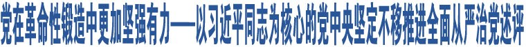 黨在革命性鍛造中更加堅(jiān)強(qiáng)有力——以習(xí)近平同志為核心的黨中央堅(jiān)定不移推進(jìn)全面從嚴(yán)治黨述評(píng)