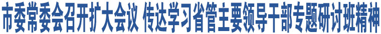 市委常委會(huì)召開擴(kuò)大會(huì)議 傳達(dá)學(xué)習(xí)省管主要領(lǐng)導(dǎo)干部專題研討班精神