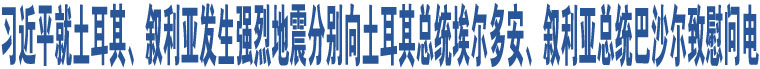 習(xí)近平就土耳其、敘利亞發(fā)生強(qiáng)烈地震分別向土耳其總統(tǒng)埃爾多安、敘利亞總統(tǒng)巴沙爾致慰問電