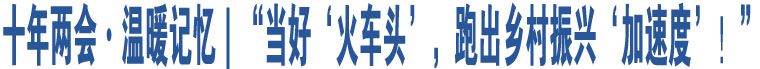 十年兩會(huì)·溫暖記憶｜“當(dāng)好‘火車(chē)頭’，跑出鄉(xiāng)村振興‘加速度’！”