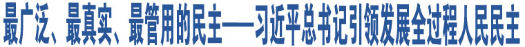 最廣泛、最真實(shí)、最管用的民主——習(xí)近平總書(shū)記引領(lǐng)發(fā)展全過(guò)程人民民主