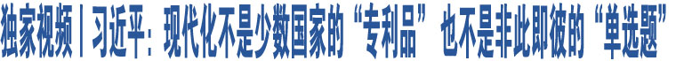 獨家視頻丨習近平：現(xiàn)代化不是少數(shù)國家的“專利品” 也不是非此即彼的“單選題”