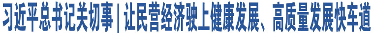 習(xí)近平總書記關(guān)切事 | 讓民營經(jīng)濟駛上健康發(fā)展、高質(zhì)量發(fā)展快車道