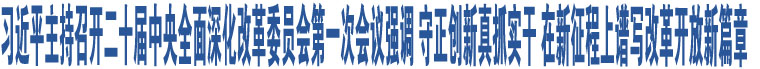 習近平主持召開二十屆中央全面深化改革委員會第一次會議強調 守正創(chuàng)新真抓實干 在新征程上譜寫改革開放新篇章