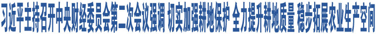 習(xí)近平主持召開中央財經(jīng)委員會第二次會議強(qiáng)調(diào) 切實(shí)加強(qiáng)耕地保護(hù) 全力提升耕地質(zhì)量 穩(wěn)步拓展農(nóng)業(yè)生產(chǎn)空間