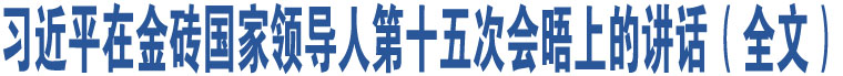 習(xí)近平在金磚國家領(lǐng)導(dǎo)人第十五次會晤上的講話（全文）