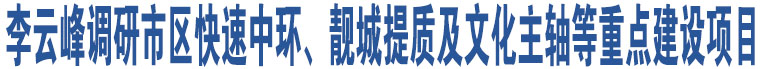 李云峰調(diào)研市區(qū)快速中環(huán)、靚城提質(zhì)及文化主軸等重點(diǎn)建設(shè)項(xiàng)目