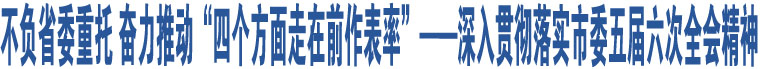 不負(fù)省委重托 奮力推動(dòng)“四個(gè)方面走在前作表率”——深入貫徹落實(shí)市委五屆六次全會精神