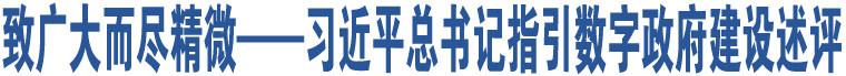 致廣大而盡精微——習近平總書記指引數(shù)字政府建設(shè)述評