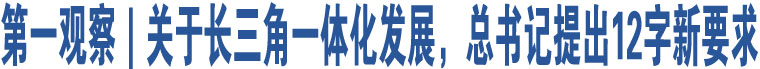 第一觀察｜關(guān)于長三角一體化發(fā)展，總書記提出12字新要求