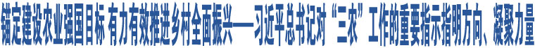 錨定建設(shè)農(nóng)業(yè)強(qiáng)國(guó)目標(biāo) 有力有效推進(jìn)鄉(xiāng)村全面振興——習(xí)近平總書記對(duì)“三農(nóng)”工作的重要指示指明方向、凝聚力量