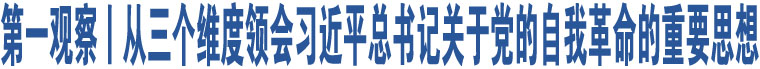 第一觀察丨從三個維度領(lǐng)會習(xí)近平總書記關(guān)于黨的自我革命的重要思想