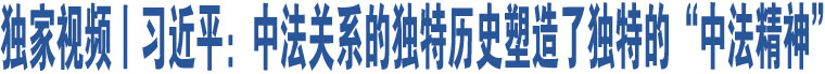 獨家視頻丨習近平：中法關系的獨特歷史塑造了獨特的“中法精神”