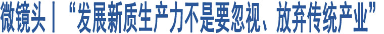 微鏡頭丨“發(fā)展新質(zhì)生產(chǎn)力不是要忽視、放棄傳統(tǒng)產(chǎn)業(yè)”