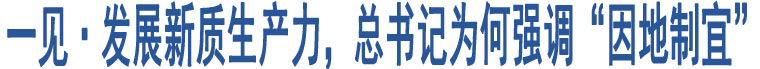 一見·發(fā)展新質(zhì)生產(chǎn)力，總書記為何強(qiáng)調(diào)“因地制宜”