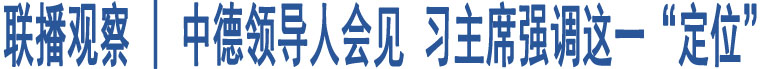 聯(lián)播觀察 | 中德領(lǐng)導(dǎo)人會見 習(xí)主席強調(diào)這一“定位”