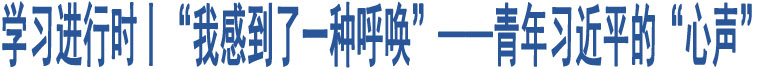 學(xué)習(xí)進(jìn)行時丨“我感到了一種呼喚”——青年習(xí)近平的“心聲”