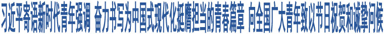 習(xí)近平寄語新時代青年強(qiáng)調(diào) 奮力書寫為中國式現(xiàn)代化挺膺擔(dān)當(dāng)?shù)那啻浩?向全國廣大青年致以節(jié)日祝賀和誠摯問候