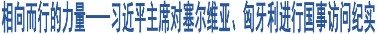 相向而行的力量——習近平主席對塞爾維亞、匈牙利進行國事訪問紀實