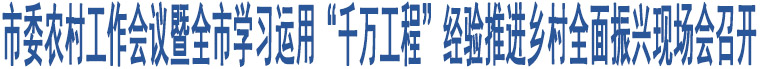 市委農(nóng)村工作會議暨全市學(xué)習(xí)運用“千萬工程”經(jīng)驗推進(jìn)鄉(xiāng)村全面振興現(xiàn)場會召開