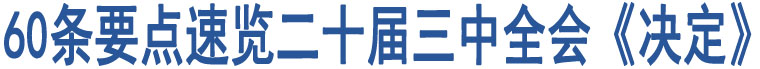 60條要點速覽二十屆三中全會《決定》