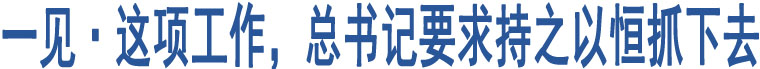 一見(jiàn)·這項(xiàng)工作，總書(shū)記要求持之以恒抓下去