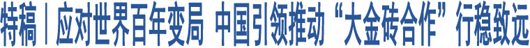 特稿｜應(yīng)對世界百年變局 中國引領(lǐng)推動“大金磚合作”行穩(wěn)致遠(yuǎn)