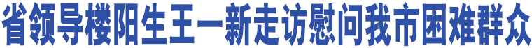 省領(lǐng)導(dǎo)樓陽生王一新走訪慰問我市困難群眾