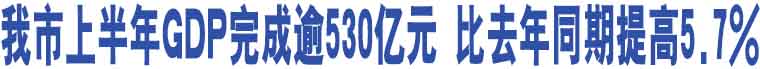 我市上半年GDP完成逾530億元 比去年同期提高5.7%