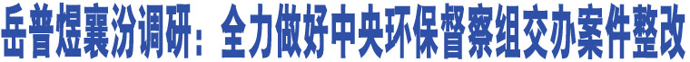 岳普煜襄汾調(diào)研：全力做好中央環(huán)保督察組交辦案件整改