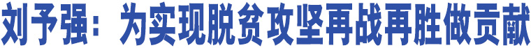 劉予強(qiáng)：為實(shí)現(xiàn)脫貧攻堅(jiān)再戰(zhàn)再勝做貢獻(xiàn)