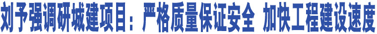 劉予強(qiáng)調(diào)研城建項(xiàng)目：嚴(yán)格質(zhì)量保證安全 加快工程建設(shè)速度