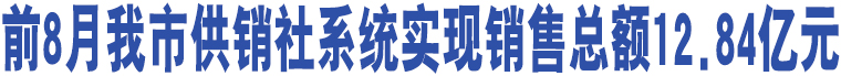 前8月我市供銷社系統(tǒng)實(shí)現(xiàn)銷售總額12.84億元