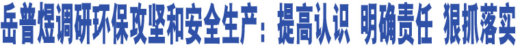 岳普煜調(diào)研環(huán)保攻堅(jiān)和安全生產(chǎn)：提高認(rèn)識 明確責(zé)任 狠抓落實(shí)